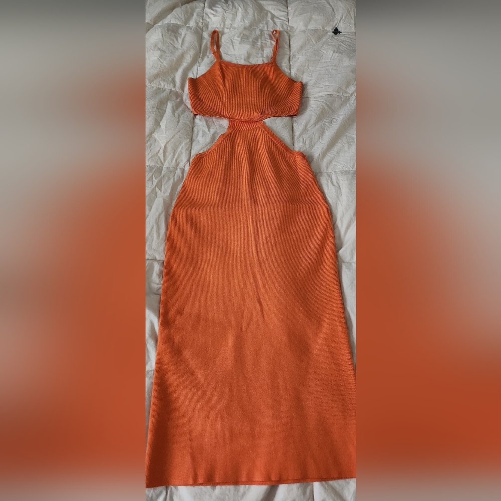 Orange cut out bodycon dress
